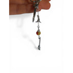 Handmade Keychain Charm Womens 5.5 In Amber Bead Broom Silver Tone Witchy