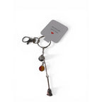 Handmade Keychain Charm Womens 5.5 In Amber Bead Broom Silver Tone Witchy