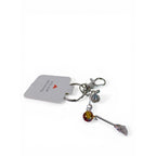 Handmade Keychain Charm Womens 5.5 In Amber Bead Broom Silver Tone Witchy