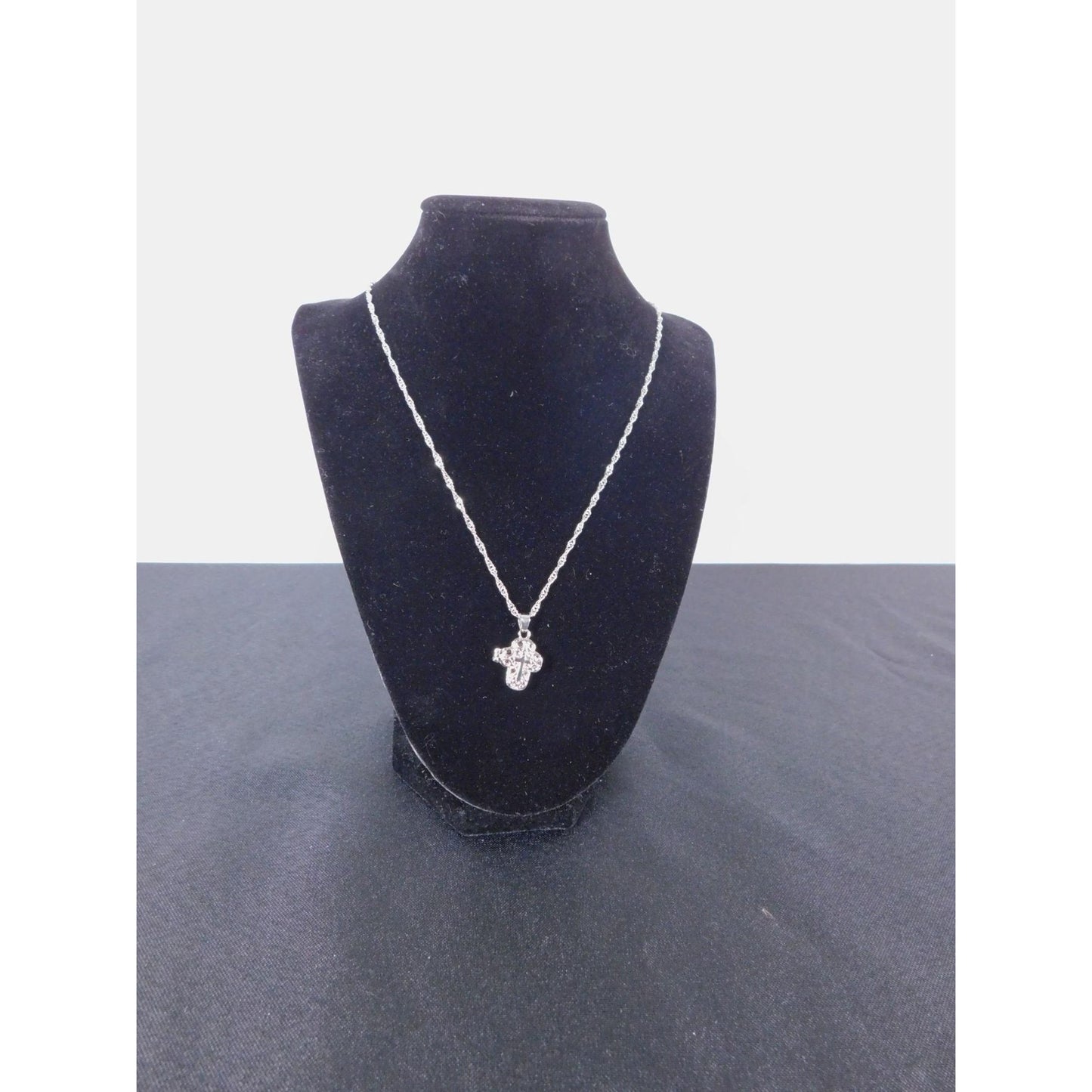 Silver Floral Cross Locket Necklace 18" - New - Witchcore Christian