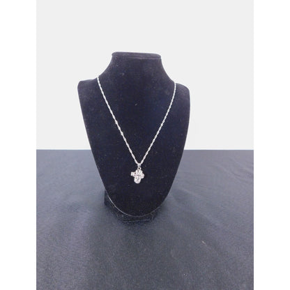 Silver Floral Cross Locket Necklace 18" - New - Witchcore Christian