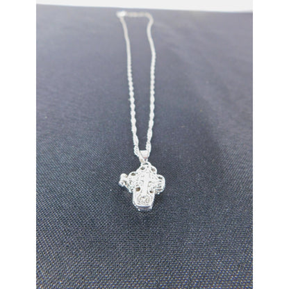 Silver Floral Cross Locket Necklace 18" - New - Witchcore Christian
