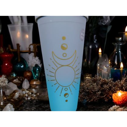 Celestial Design BPA-Free Plastic Tumbler with Straw 16 oz Color Changing