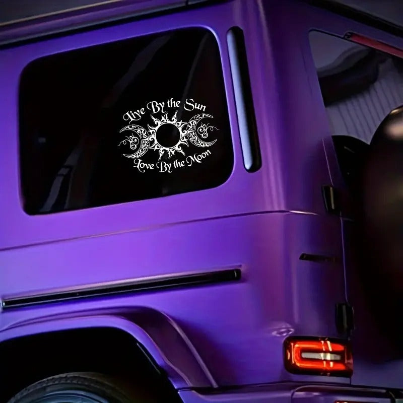 Live By The Sun Love By The Moon Vinyl Decal For Cars & Windows 5.5" x 4" White