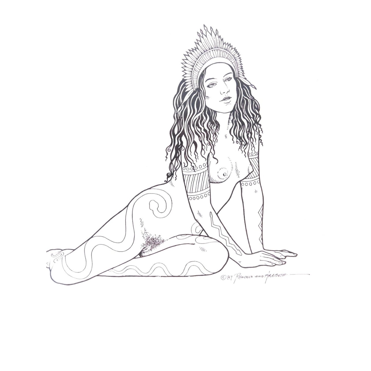 Vtg Phoenix & Arabeth Body Designs Tattoo Flash Art Prints Set Of 2 Vintage Nude