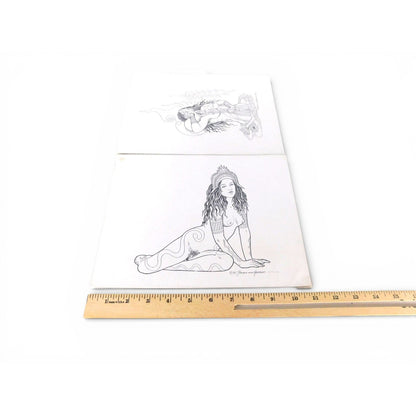 Vtg Phoenix & Arabeth Body Designs Tattoo Flash Art Prints Set Of 2 Vintage Nude