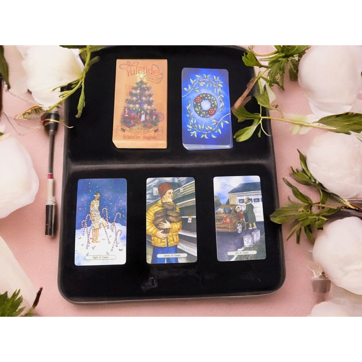 Yuletide Tarot Card Deck, 78 Holiday Cards 4.13" x 2.48" NIB Festive Design