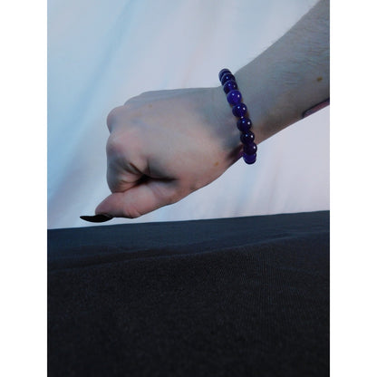 Amethyst Beaded Bracelet Healing Energy Gemstone Calming Stress Relief Jewelry G