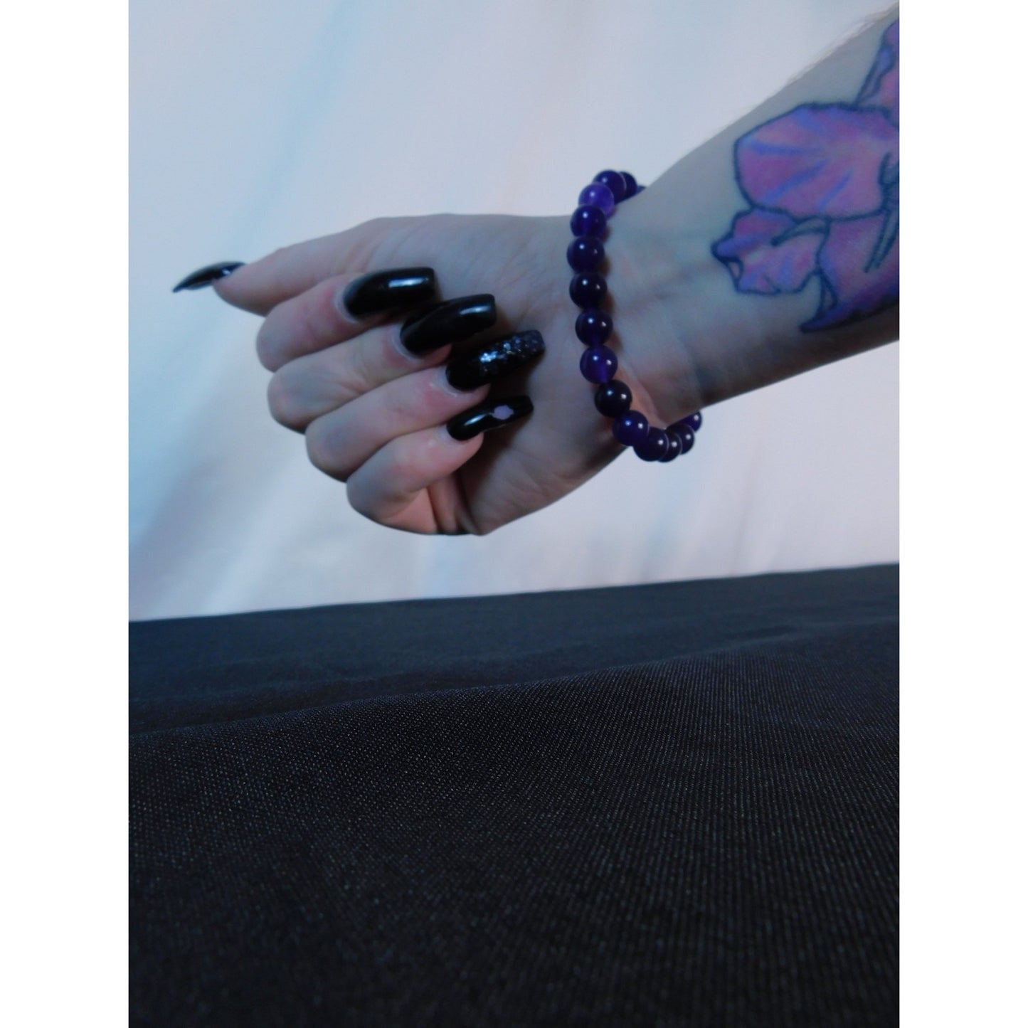 Amethyst Beaded Bracelet Healing Energy Gemstone Calming Stress Relief Jewelry G