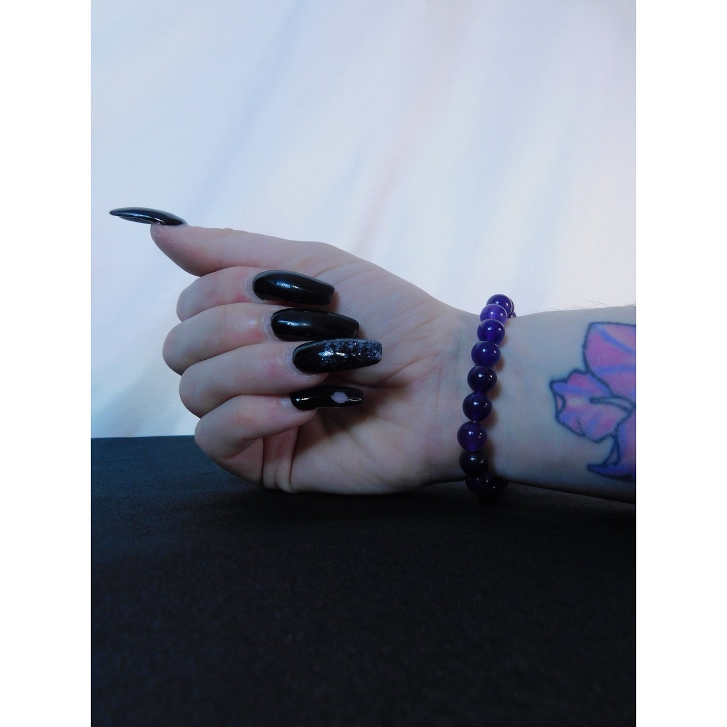 Amethyst Beaded Bracelet Healing Energy Gemstone Calming Stress Relief Jewelry G