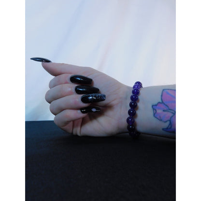 Amethyst Beaded Bracelet Healing Energy Gemstone Calming Stress Relief Jewelry G