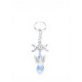 Triple Moon Pentagram Angel Crystal Keychain Silver Metal 4 Inch Charm