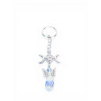 Triple Moon Pentagram Angel Crystal Keychain Silver Metal 4 Inch Charm
