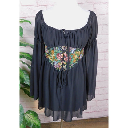 Cider Floral Corset Mini Dress M - Boho Off-Shoulder - Excellent