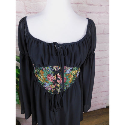 Cider Floral Corset Mini Dress M - Boho Off-Shoulder - Excellent