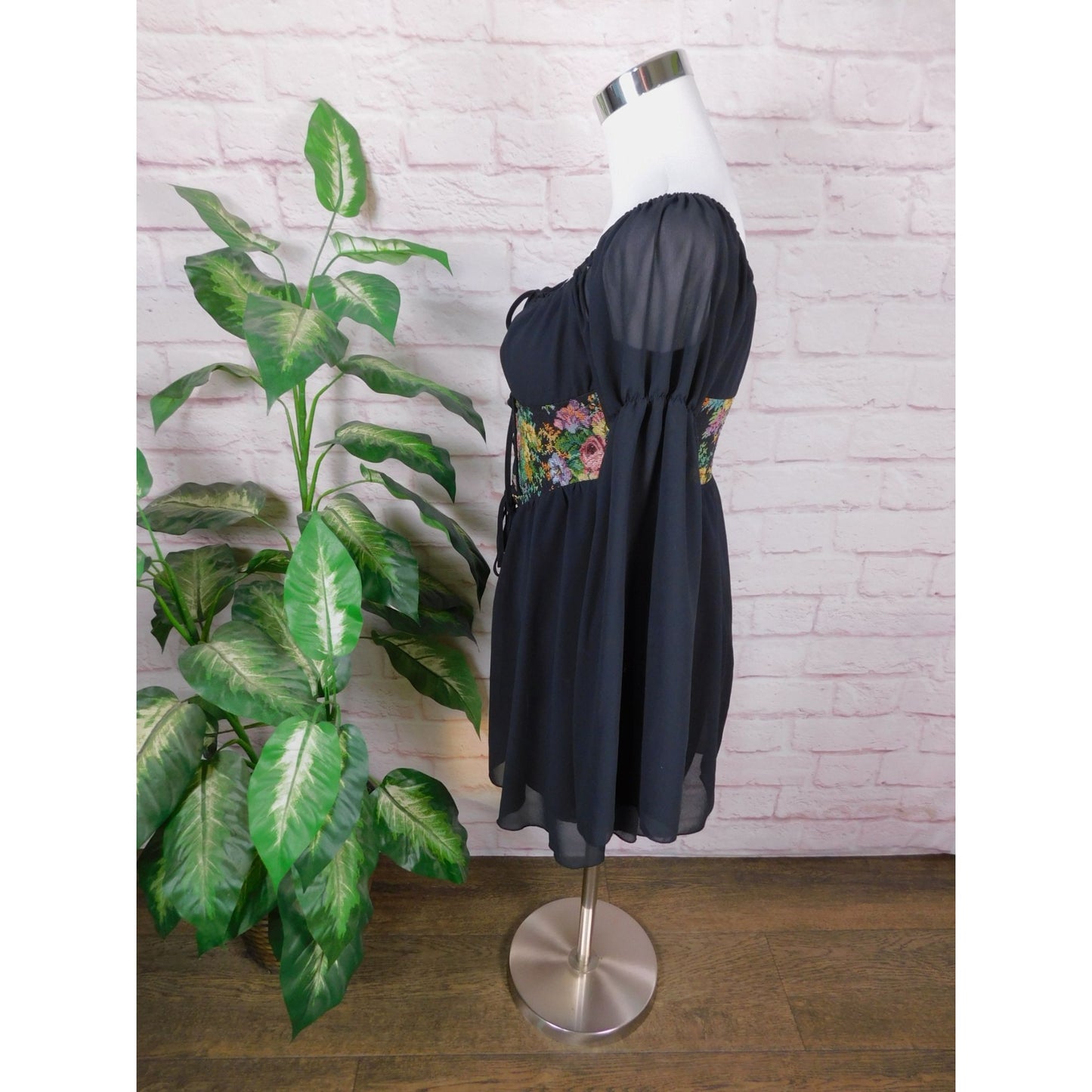 Cider Floral Corset Mini Dress M - Boho Off-Shoulder - Excellent