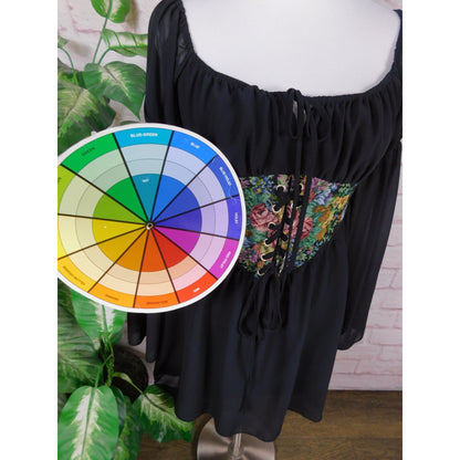 Cider Floral Corset Mini Dress M - Boho Off-Shoulder - Excellent