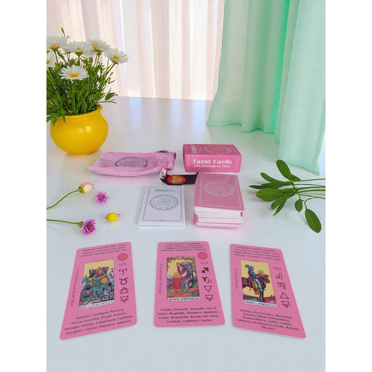 Pink Tarot Cards with Meanings on Them Keywords Guidebook Zodiac Set Smoostart