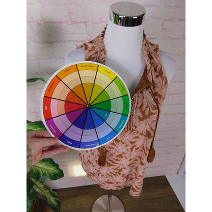 J Jill Petite Boho Sleeveless Tassel Top S Brown Pink Palm Print