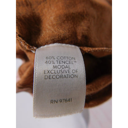 J Jill Petite Boho Sleeveless Tassel Top S Brown Pink Palm Print