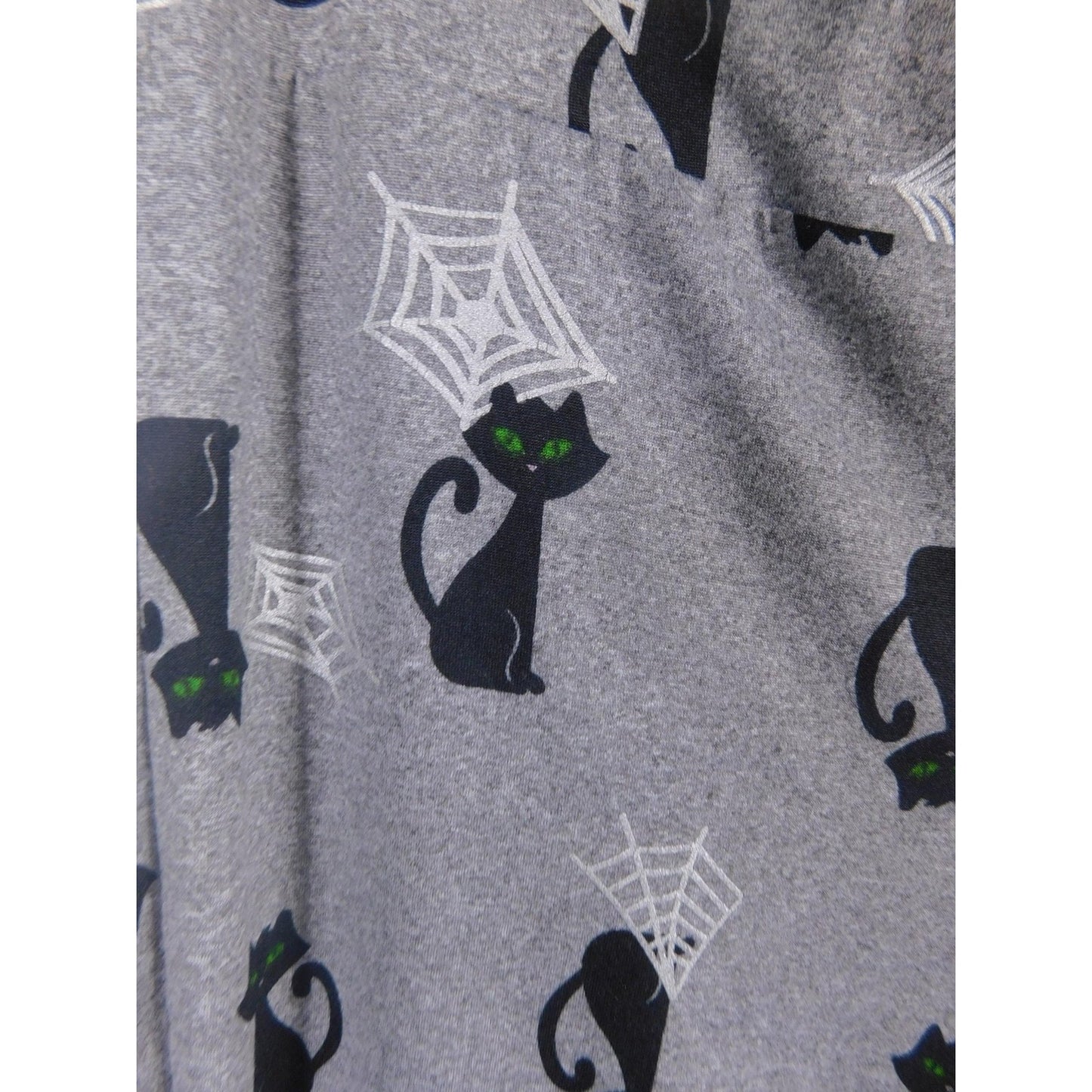 Feeling Festive Leggings Womens Medium Gray Black Cat Spider Web Witchy