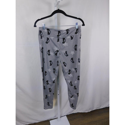 Feeling Festive Leggings Womens Medium Gray Black Cat Spider Web Witchy