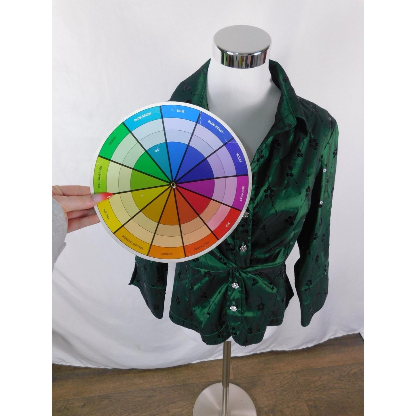 Title: Cachet Emerald Embellished Blouse 12 - Sequin - Excellent - Witchcore Elegant