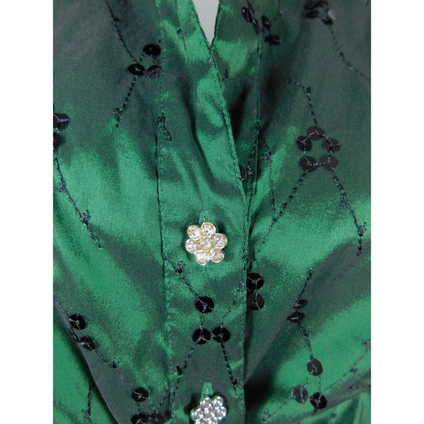 Title: Cachet Emerald Embellished Blouse 12 - Sequin - Excellent - Witchcore Elegant