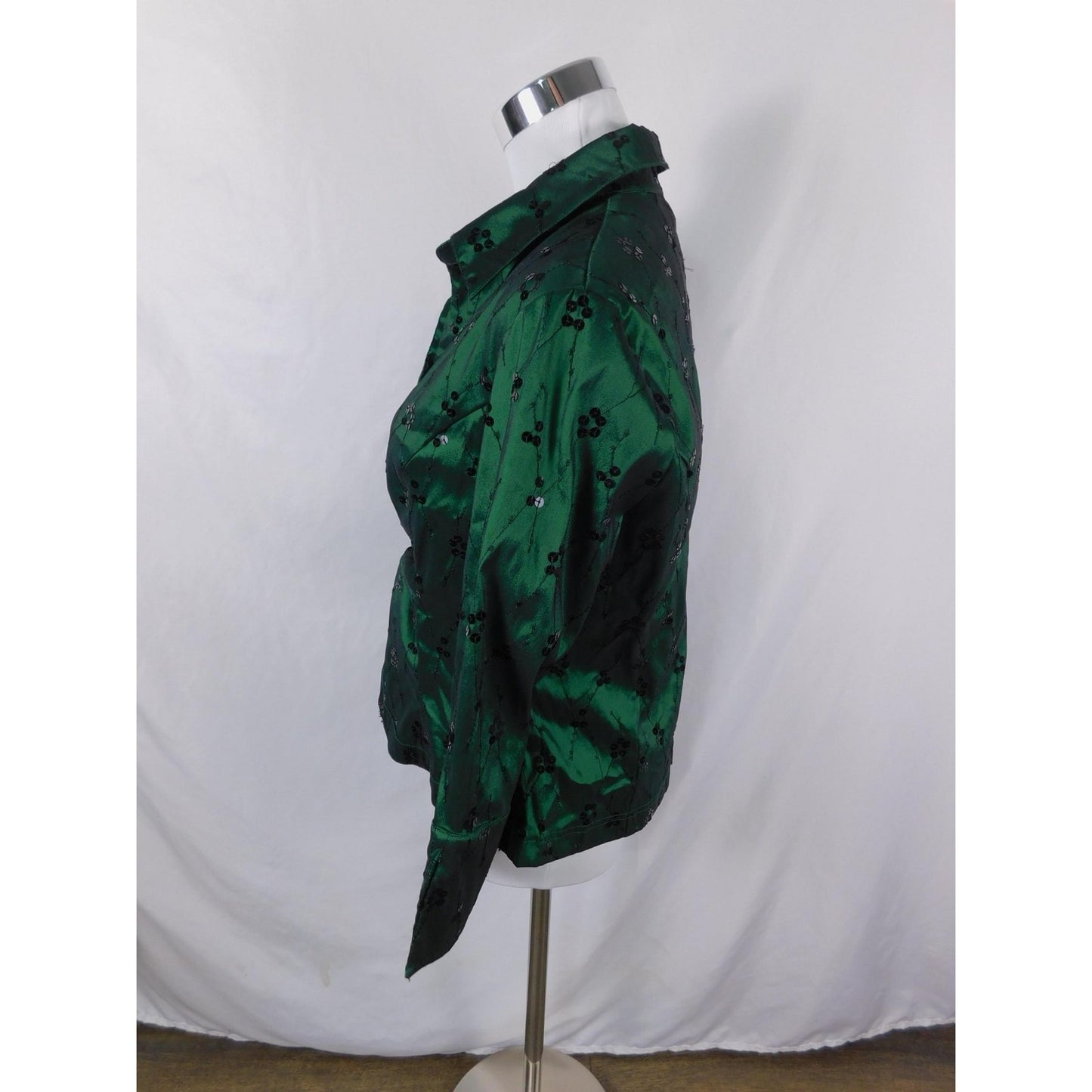 Title: Cachet Emerald Embellished Blouse 12 - Sequin - Excellent - Witchcore Elegant