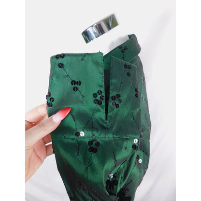 Title: Cachet Emerald Embellished Blouse 12 - Sequin - Excellent - Witchcore Elegant