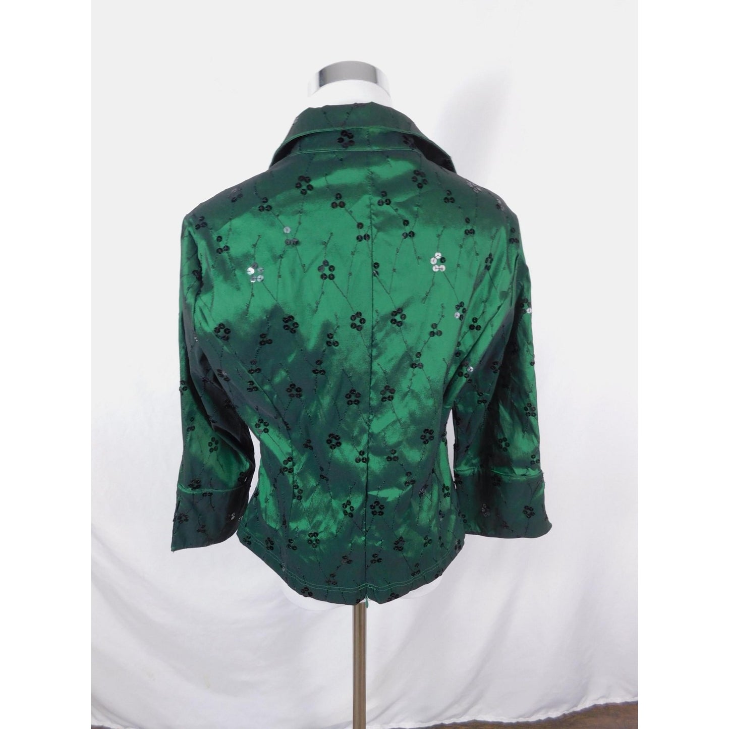 Title: Cachet Emerald Embellished Blouse 12 - Sequin - Excellent - Witchcore Elegant