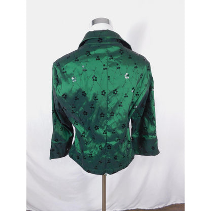 Title: Cachet Emerald Embellished Blouse 12 - Sequin - Excellent - Witchcore Elegant