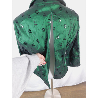 Title: Cachet Emerald Embellished Blouse 12 - Sequin - Excellent - Witchcore Elegant