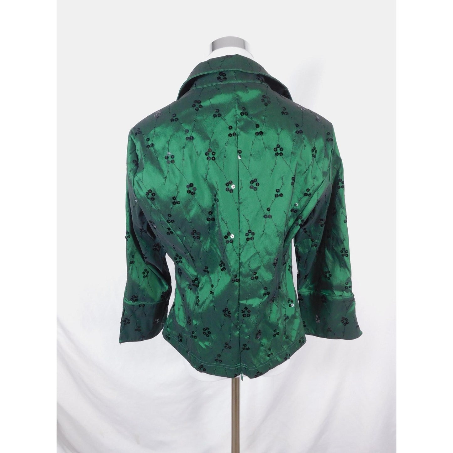 Title: Cachet Emerald Embellished Blouse 12 - Sequin - Excellent - Witchcore Elegant