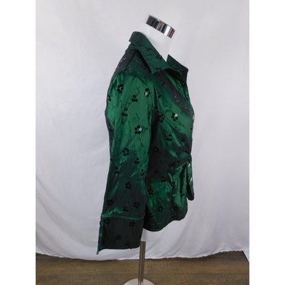 Title: Cachet Emerald Embellished Blouse 12 - Sequin - Excellent - Witchcore Elegant