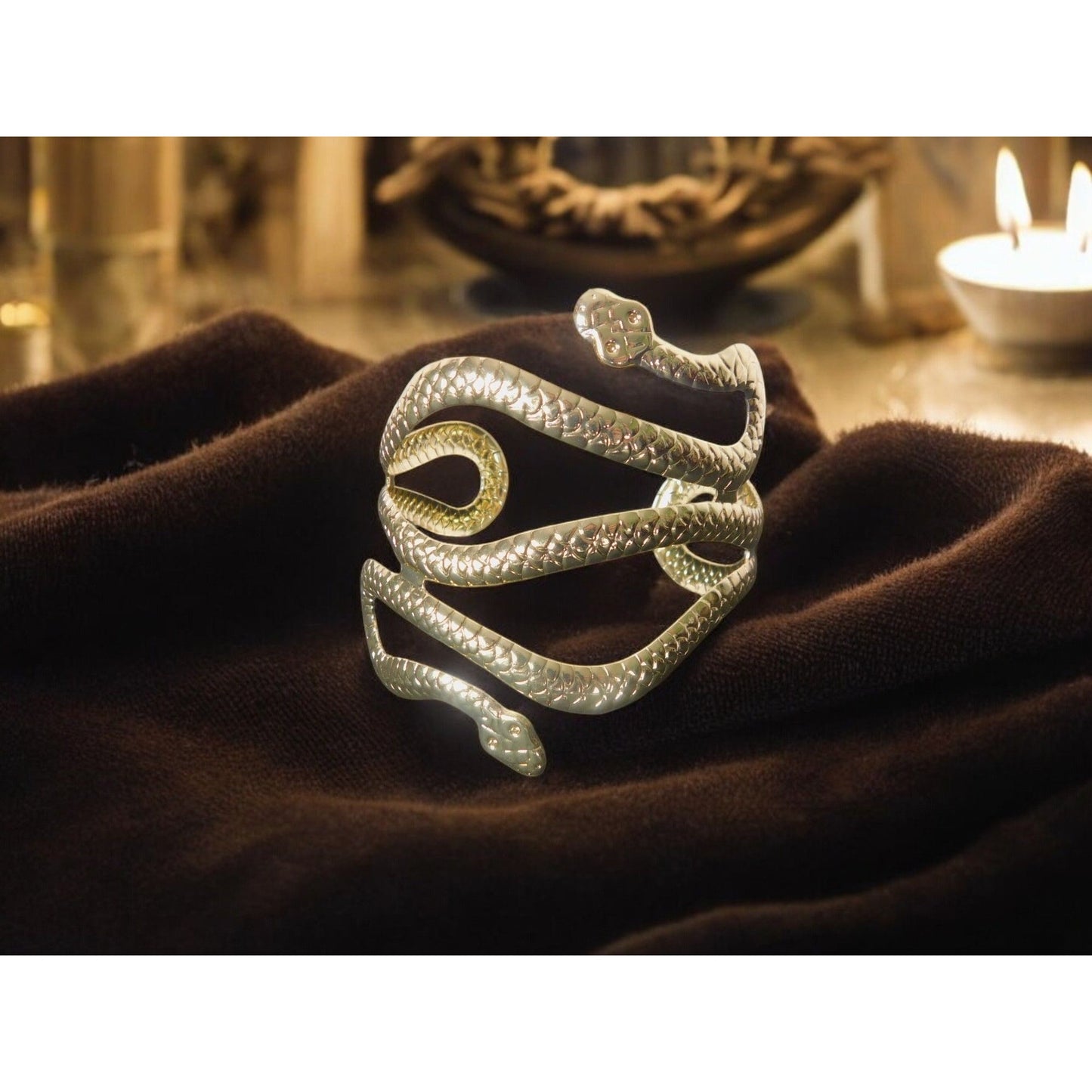 Boho Gold Snake Arm Cuff Witchy Zinc Alloy Statement Bracelet Unique Design