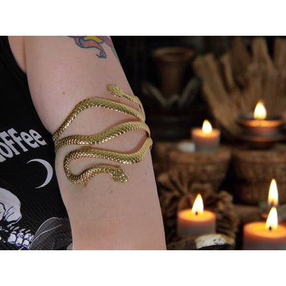 Boho Gold Snake Arm Cuff Witchy Zinc Alloy Statement Bracelet Unique Design