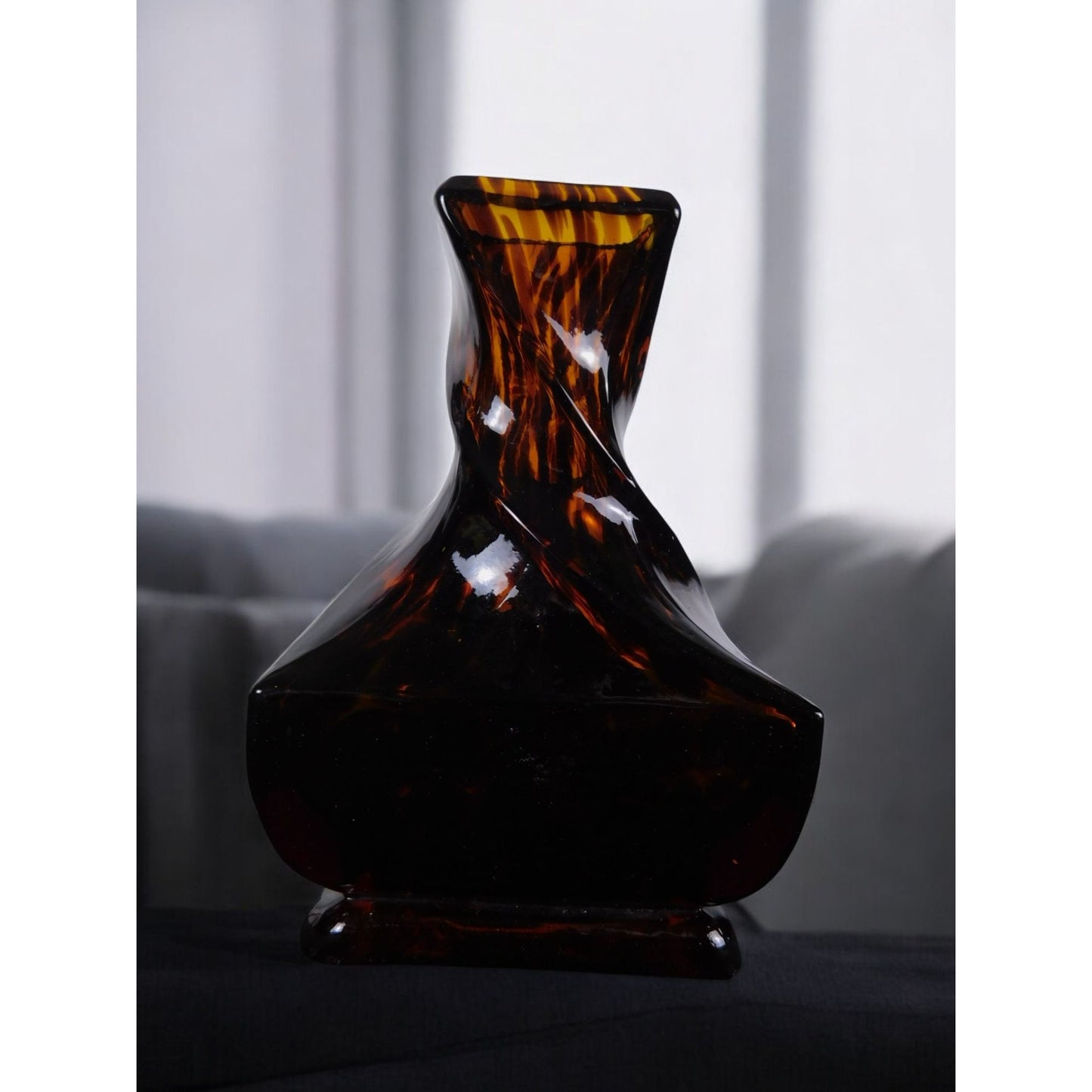 Greenleaf Amber Glass Reed Diffuser Bottle 5" Twisted Vase Decor