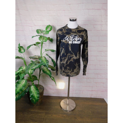 Witches Be Crazy Bleach Tie Dye Long Sleeve Shirt Small Witchy