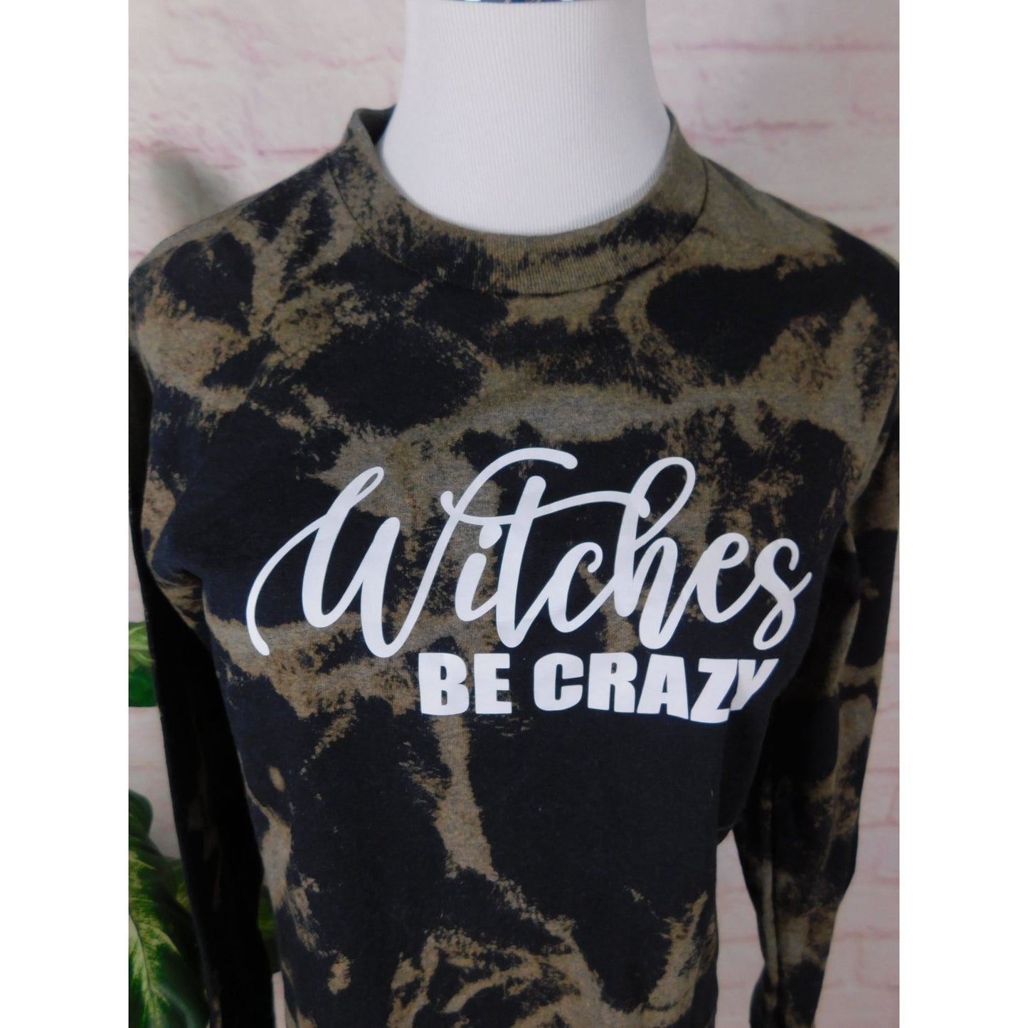 Witches Be Crazy Bleach Tie Dye Long Sleeve Shirt Small Witchy