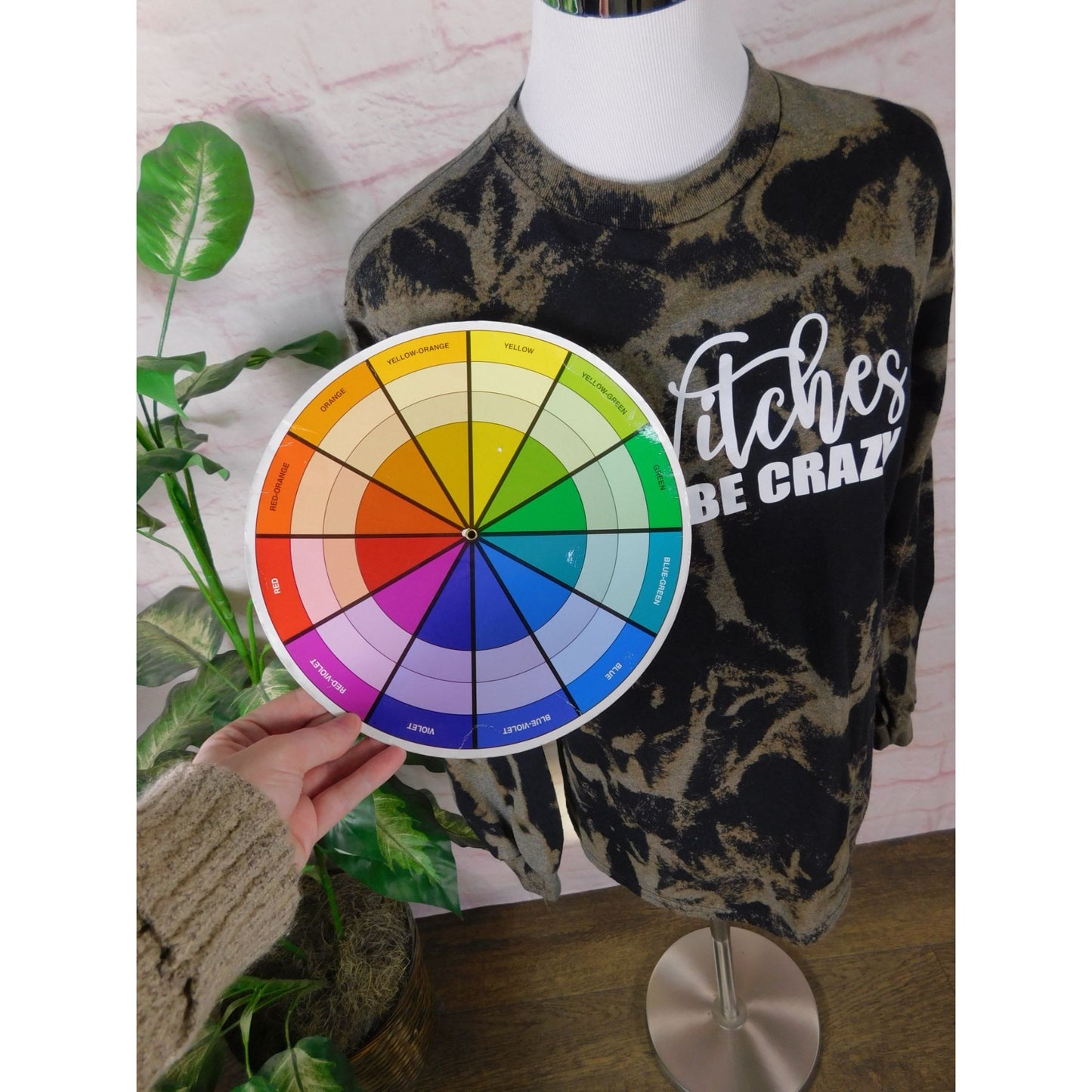 Witches Be Crazy Bleach Tie Dye Long Sleeve Shirt Small Witchy
