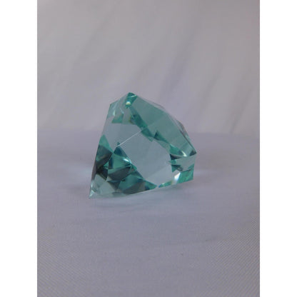 Faceted Blue Glass Crystal Gem Paperweight 10.4 Oz Altar Display Decor