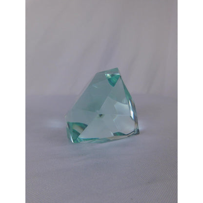 Faceted Blue Glass Crystal Gem Paperweight 10.4 Oz Altar Display Decor