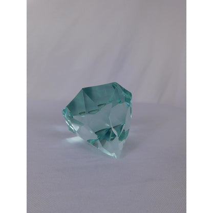 Faceted Blue Glass Crystal Gem Paperweight 10.4 Oz Altar Display Decor