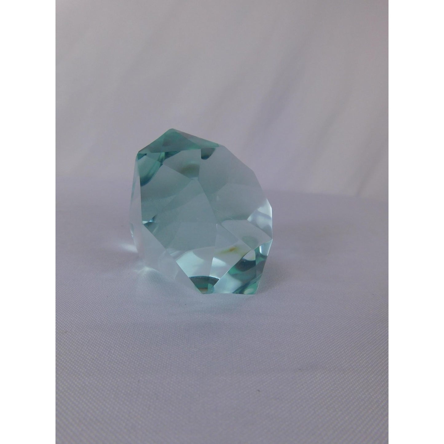 Faceted Blue Glass Crystal Gem Paperweight 10.4 Oz Altar Display Decor