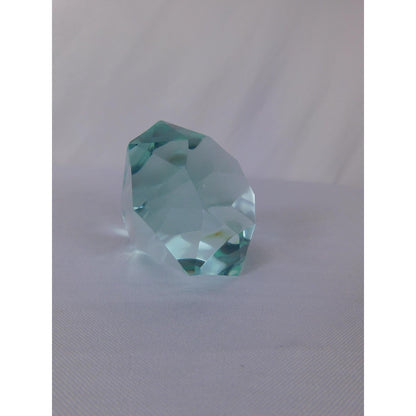 Faceted Blue Glass Crystal Gem Paperweight 10.4 Oz Altar Display Decor