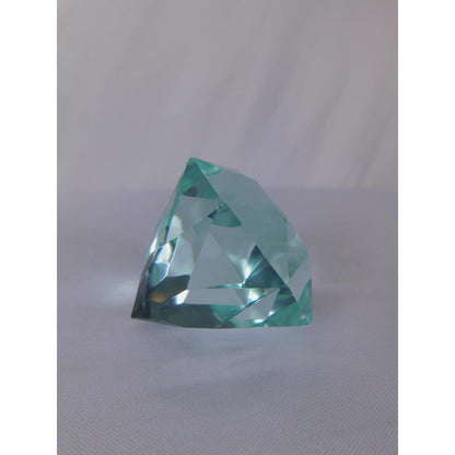 Faceted Blue Glass Crystal Gem Paperweight 10.4 Oz Altar Display Decor