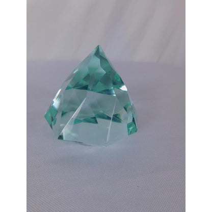 Faceted Blue Glass Crystal Gem Paperweight 10.4 Oz Altar Display Decor