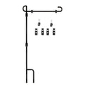 35" Black Garden Flag Holder - Metal Yard Stake with Anti-Wind Clips & Stoppers