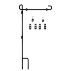 35" Black Garden Flag Holder - Metal Yard Stake with Anti-Wind Clips & Stoppers